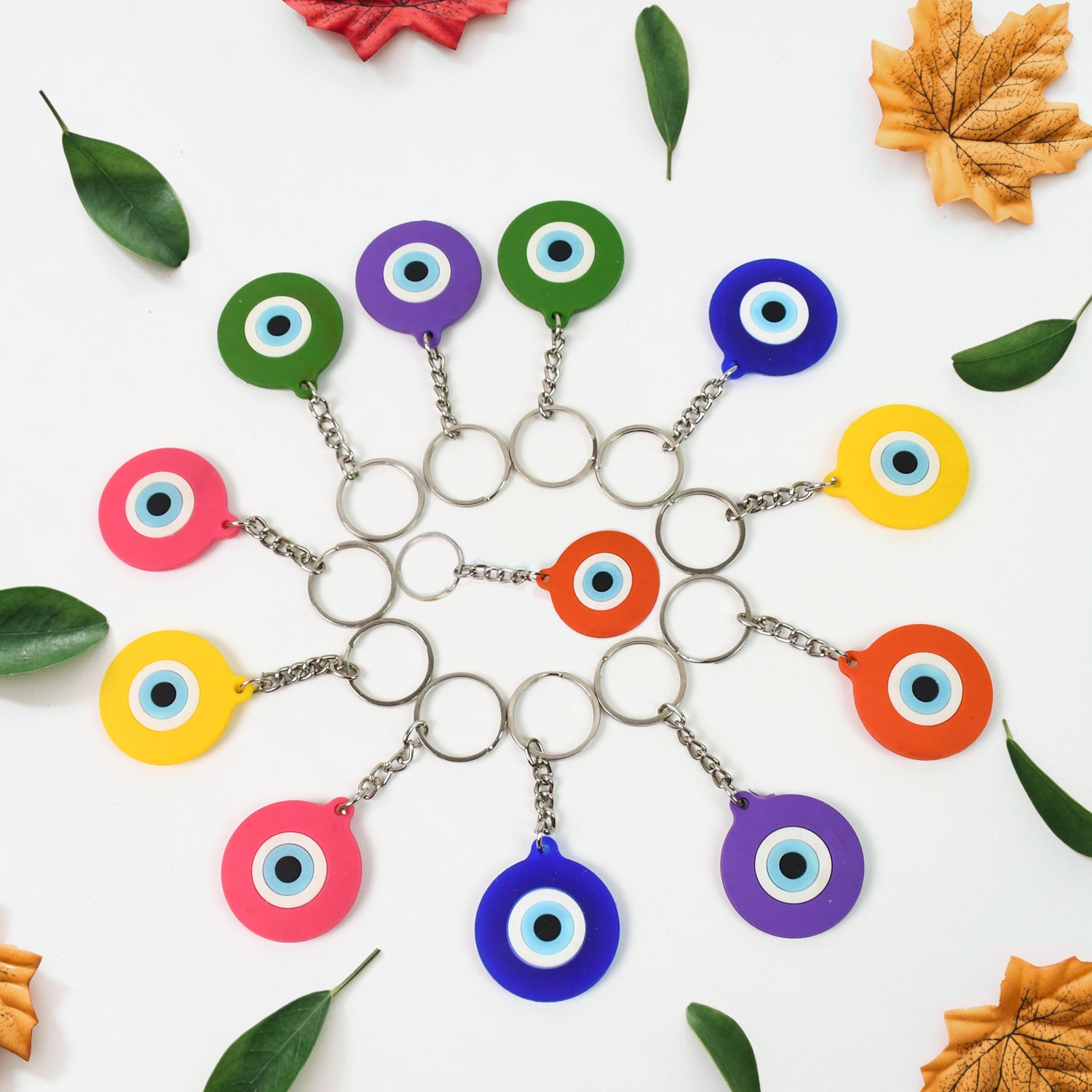 Evil Eye Rubber  Silicone Keychain (12 Pcs Set  Mix Color) Evil Eye Rubber  Silicone Keychain (12 Pcs Set  Mix Color)
